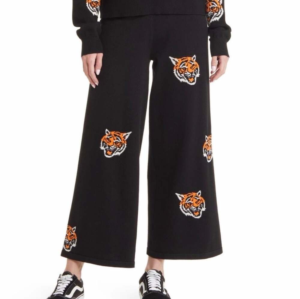 Dressed in Lala Fierce Tiger Knit Wide Leg Pants
